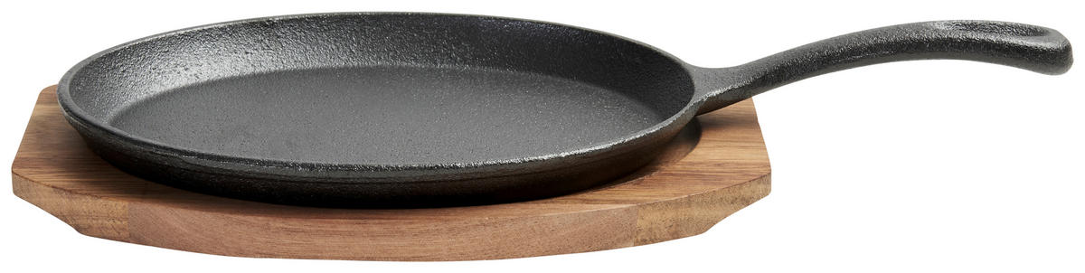 BRATPFANNE  - Schwarz/Naturfarben, Basics, Holz/Metall (37,5/17,5/2cm) - Homeware Profession.