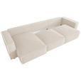ECKSOFA Creme Cord Zierkissen, Rückenkissen, Schlaffunktion, Rücken echt  - Creme/Schwarz, MODERN, Kunststoff/Textil (153/350cm) - Xora