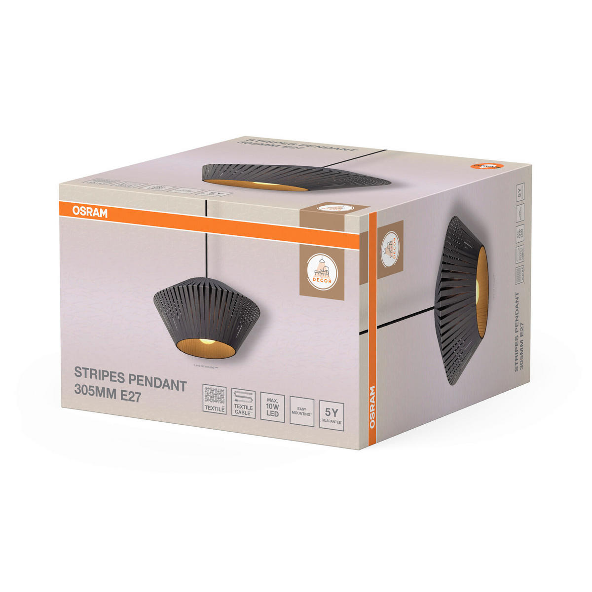 HÄNGELEUCHTE 30,5/120 cm   - Dunkelgrau, Basics, Textil/Metall (30,5/120cm) - Osram