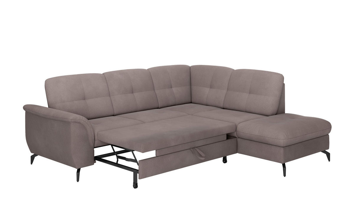 ECKSOFA ZORA E Taupe Flachgewebe  - Taupe/Schwarz, MODERN, Textil/Metall (244/212cm) - Sit & More