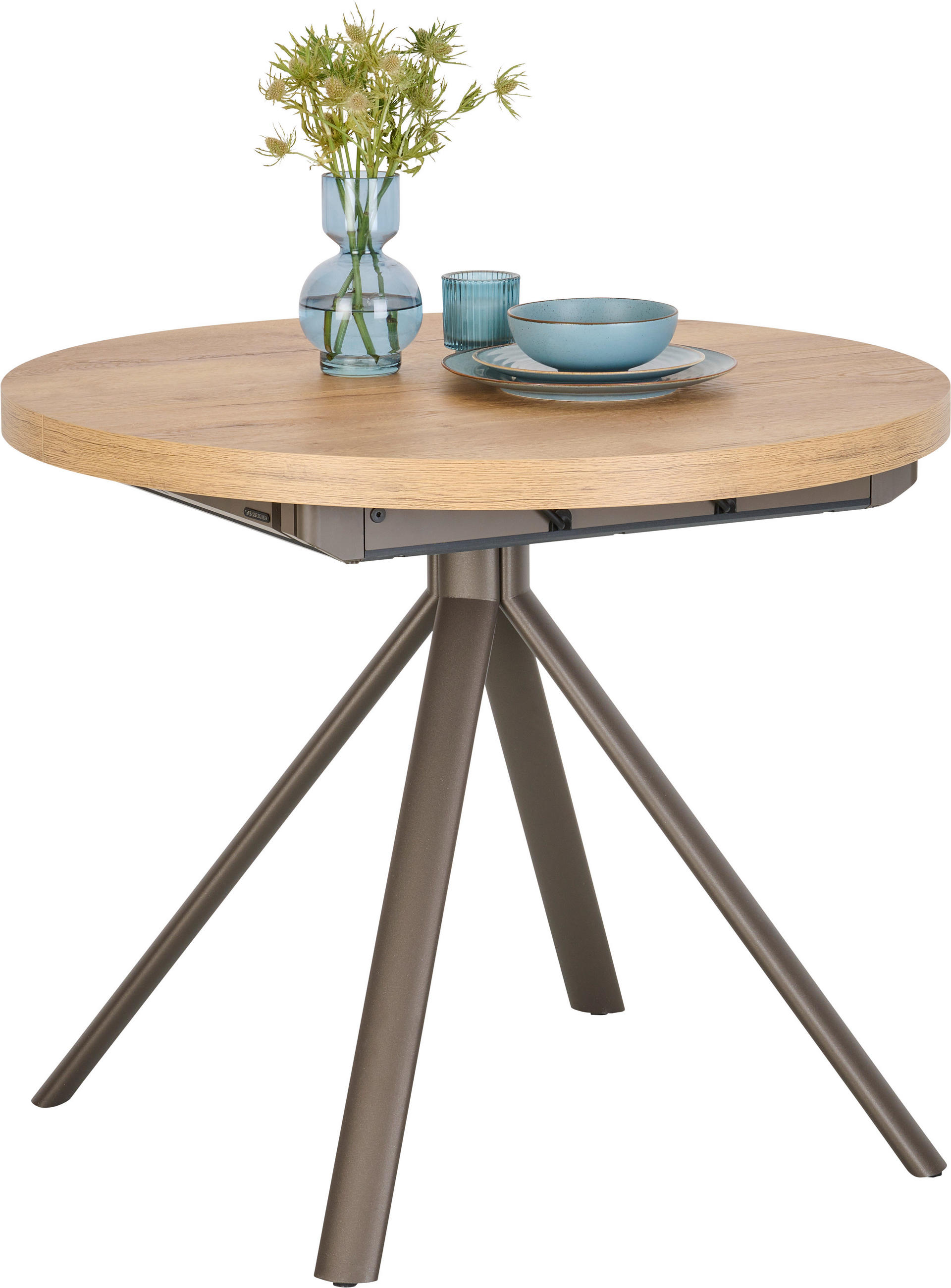 ESSTISCH in Metall, Holzwerkstoff 90/90/76 cm  - Eichefarben/Braun, Design, Holzwerkstoff/Metall (90/90/76cm) - Venjakob