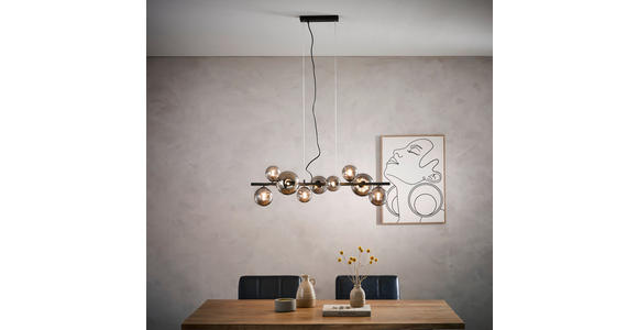 LED-HÄNGELEUCHTE 87/34,5/120 cm   - Schwarz, Design, Glas/Metall (87/34,5/120cm) - Dieter Knoll