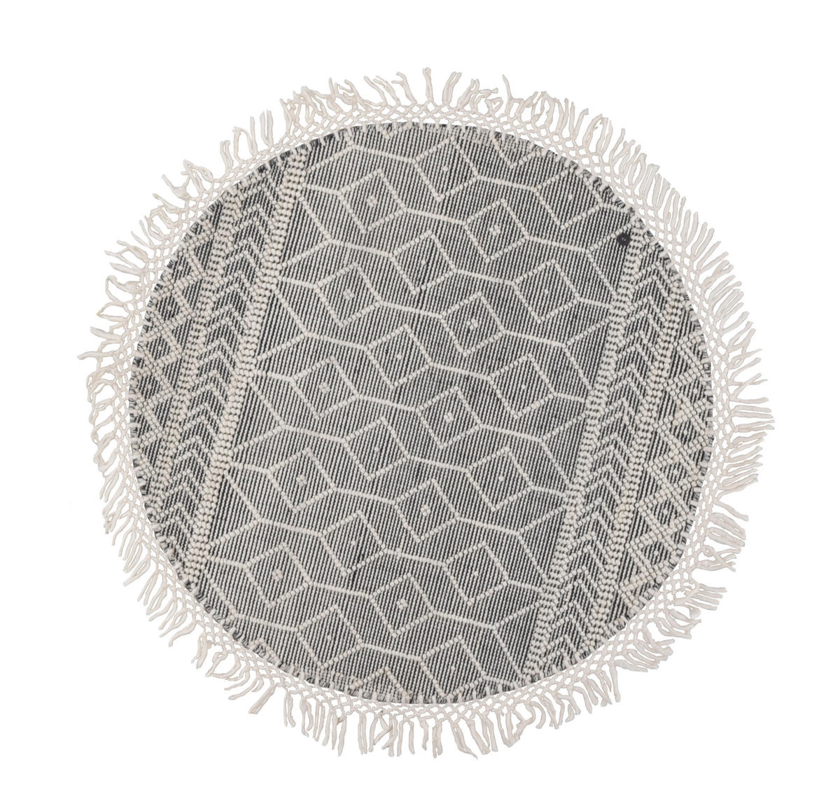 HANDWEBTEPPICH 140/140 cm Colored Macrame two Creme, Grau  - Creme/Grau, KONVENTIONELL, Textil (140/140cm) - Tom Tailor