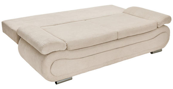 SCHLAFSOFA  in Cord Hellgrau, Beige  - Chromfarben/Beige, Design, Textil/Metall (200/78/90cm) - Venda