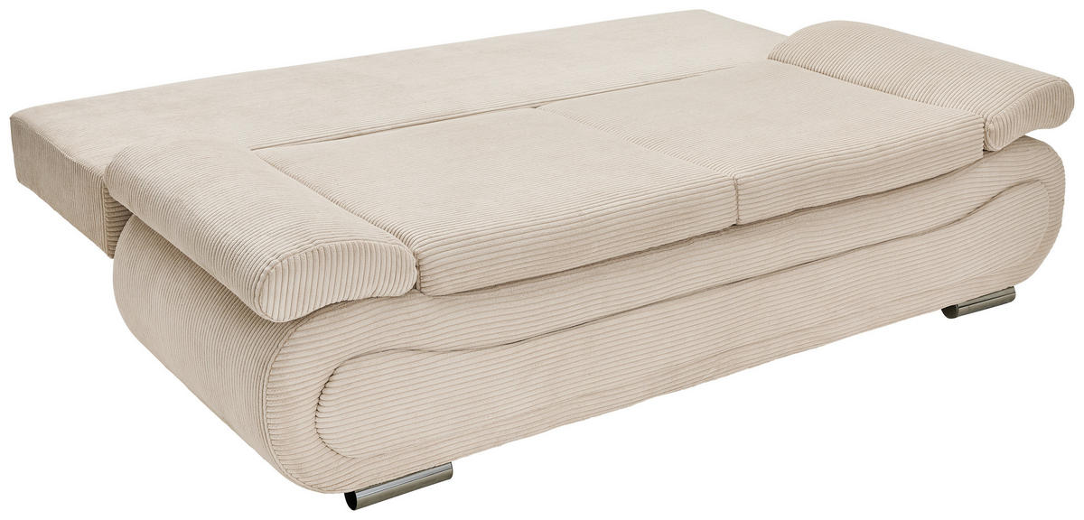 SCHLAFSOFA  in Cord Hellgrau, Beige  - Chromfarben/Beige, Design, Textil/Metall (200/78/90cm) - Venda