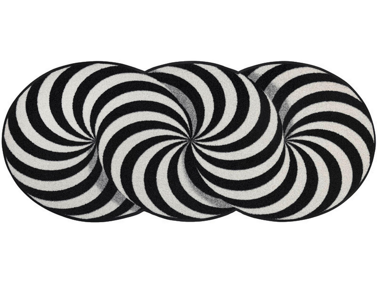 LÄUFER 60/140 cm Infinity Swirl Schwarz, Weiß  - Schwarz/Weiß, Design, Kunststoff/Textil (60/140cm) - wash+dry