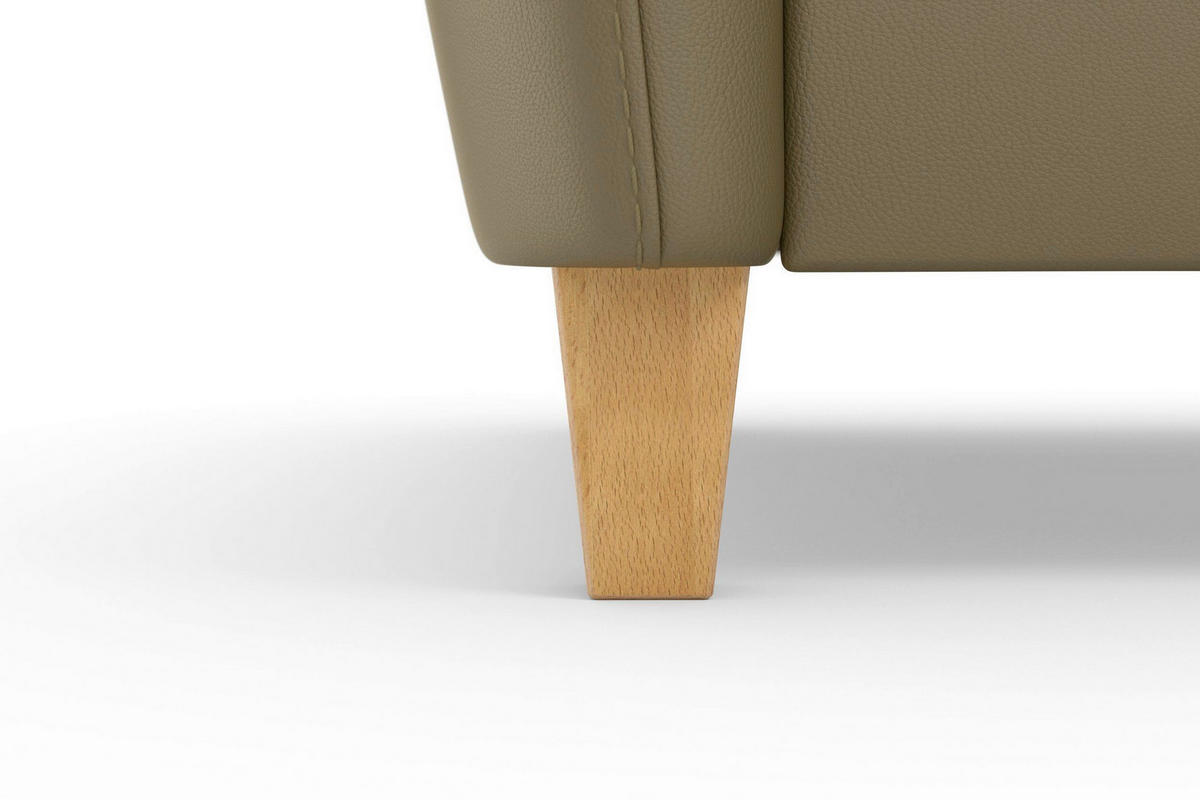 3-SITZER-SOFA PALMERA E Echtleder Olivgrün  - Eichefarben/Olivgrün, Basics, Leder/Holz (179/89/89cm) - Sit & More