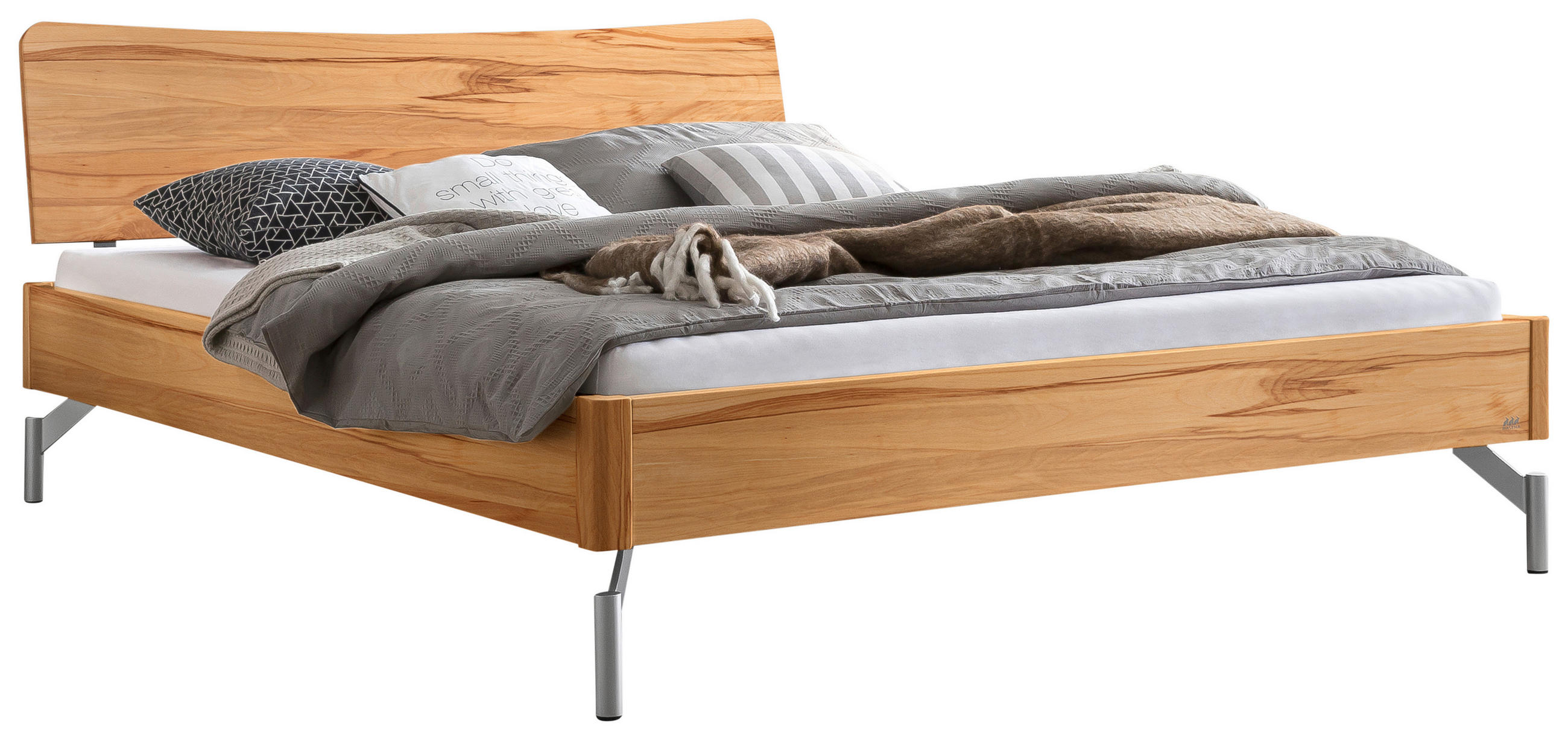 BETT 140/200 cm  in Buchefarben, Alufarben  - Buchefarben/Alufarben, Design, Holz/Metall (140/200cm) - Hasena