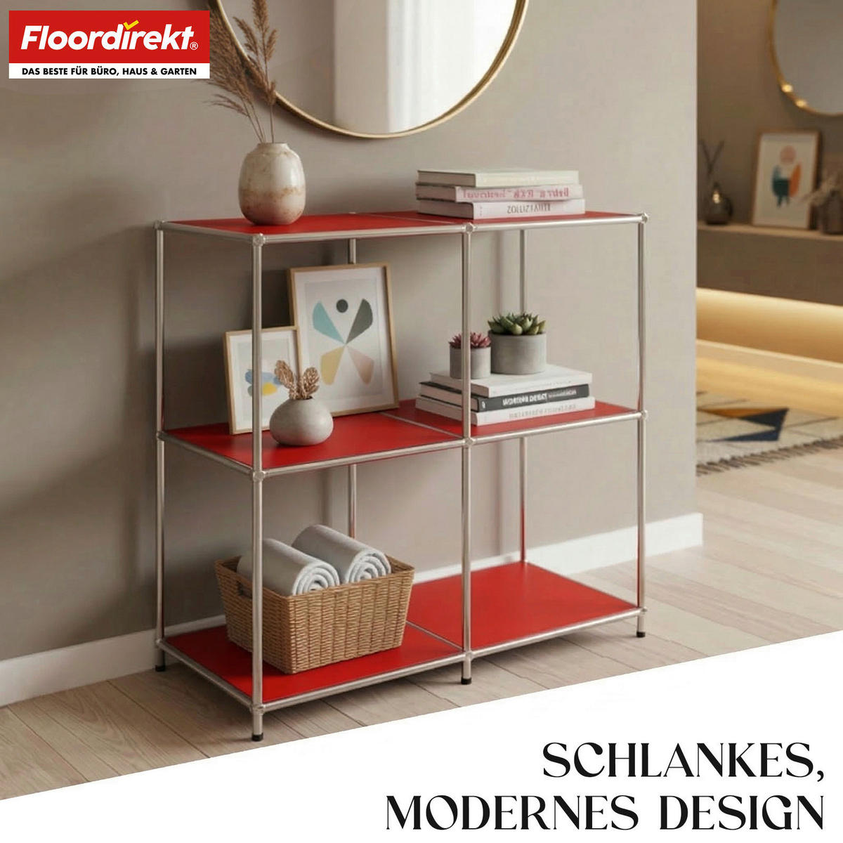 SIDEBOARD Concept Epure MK-027 78/82/40 cm  - Rot, Basics, Metall (78/82/40cm) - Floordirekt