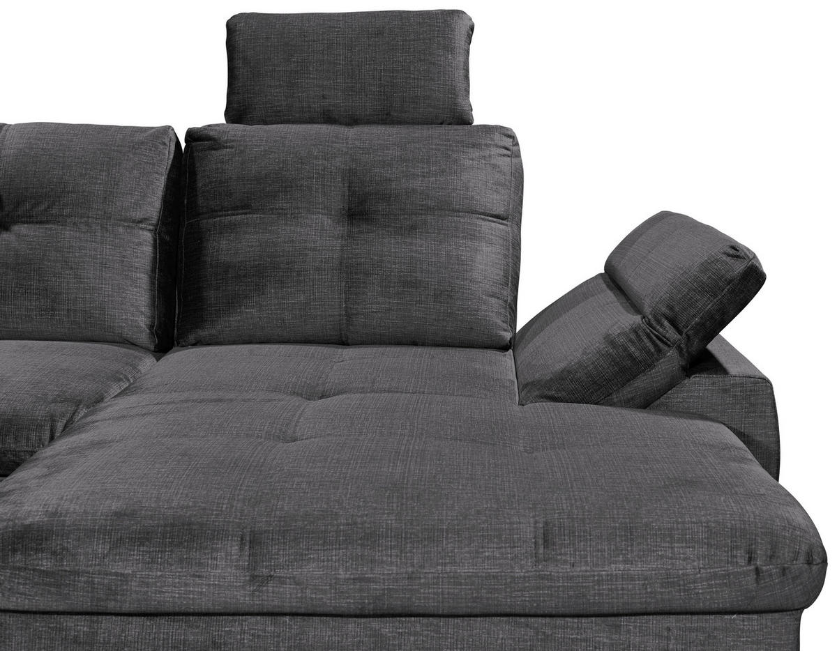 WOHNLANDSCHAFT Grau Mikrovelours  - Schwarz/Grau, KONVENTIONELL, Kunststoff/Textil (217/334/127cm) - Carryhome