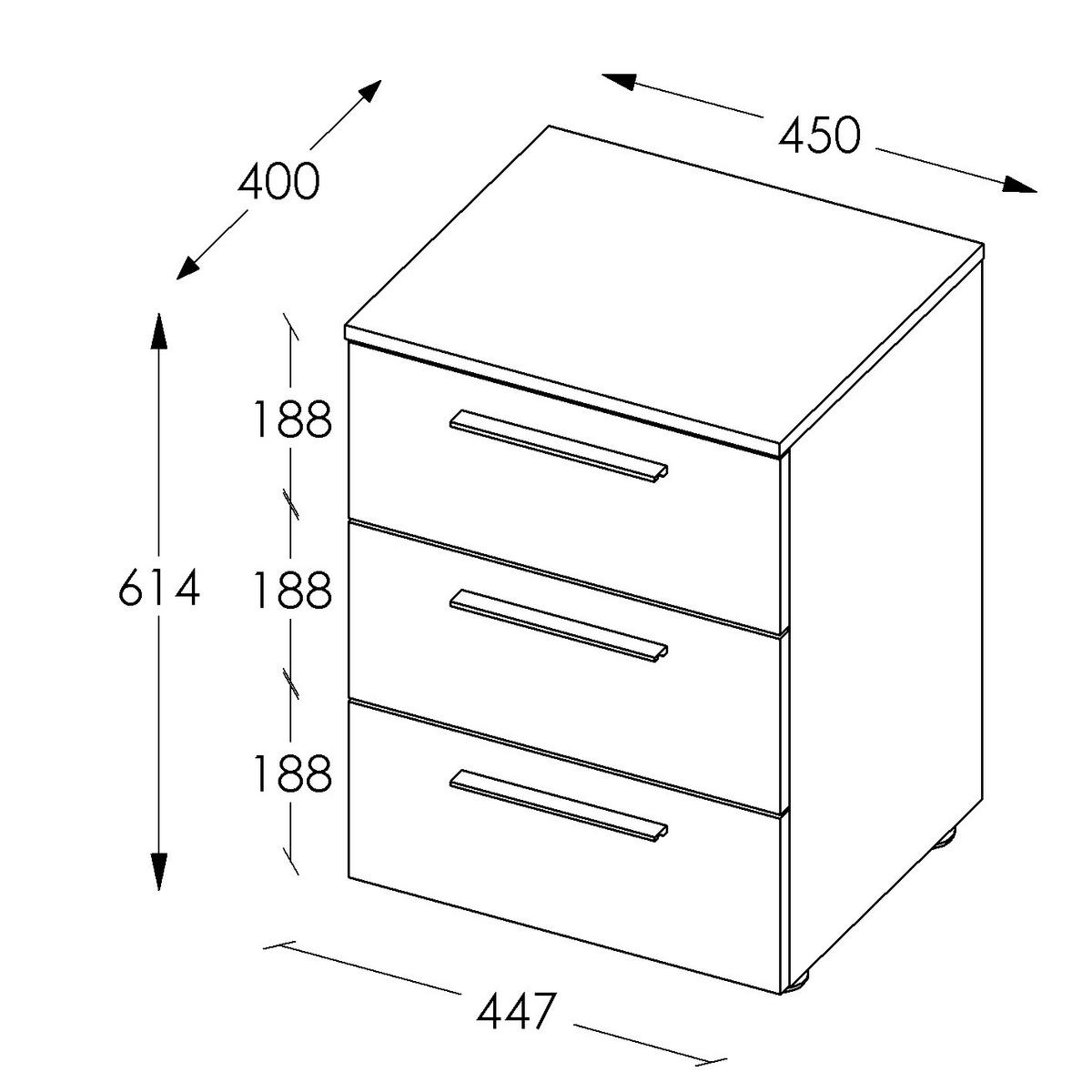 NACHTSCHRANK 45/61,4/40 cm  - Schwarz/Weiß, MODERN, Holzwerkstoff/Kunststoff (45/61,4/40cm)