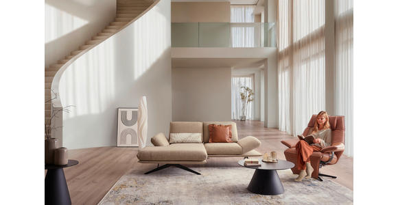 ECKSOFA  in Flachgewebe Beige  155/234 cm  - Beige/Schwarz, Design, Textil/Metall (155/234cm) - Dieter Knoll