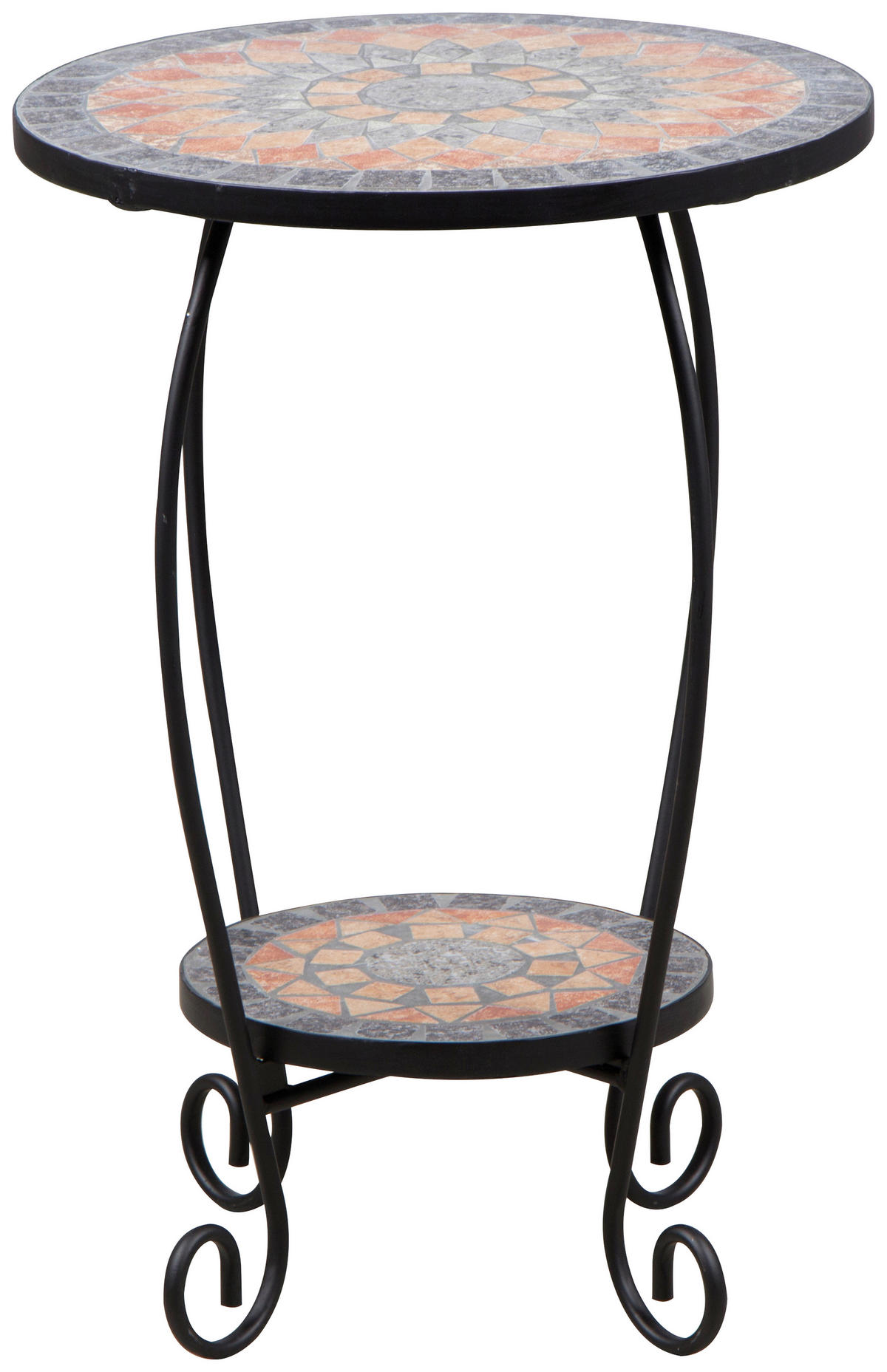 GARTENBEISTELLTISCH 41/41/59 cm Metall, Keramik  - Multicolor/Schwarz, MODERN, Keramik/Metall (41/41/59cm) - Siena Garden