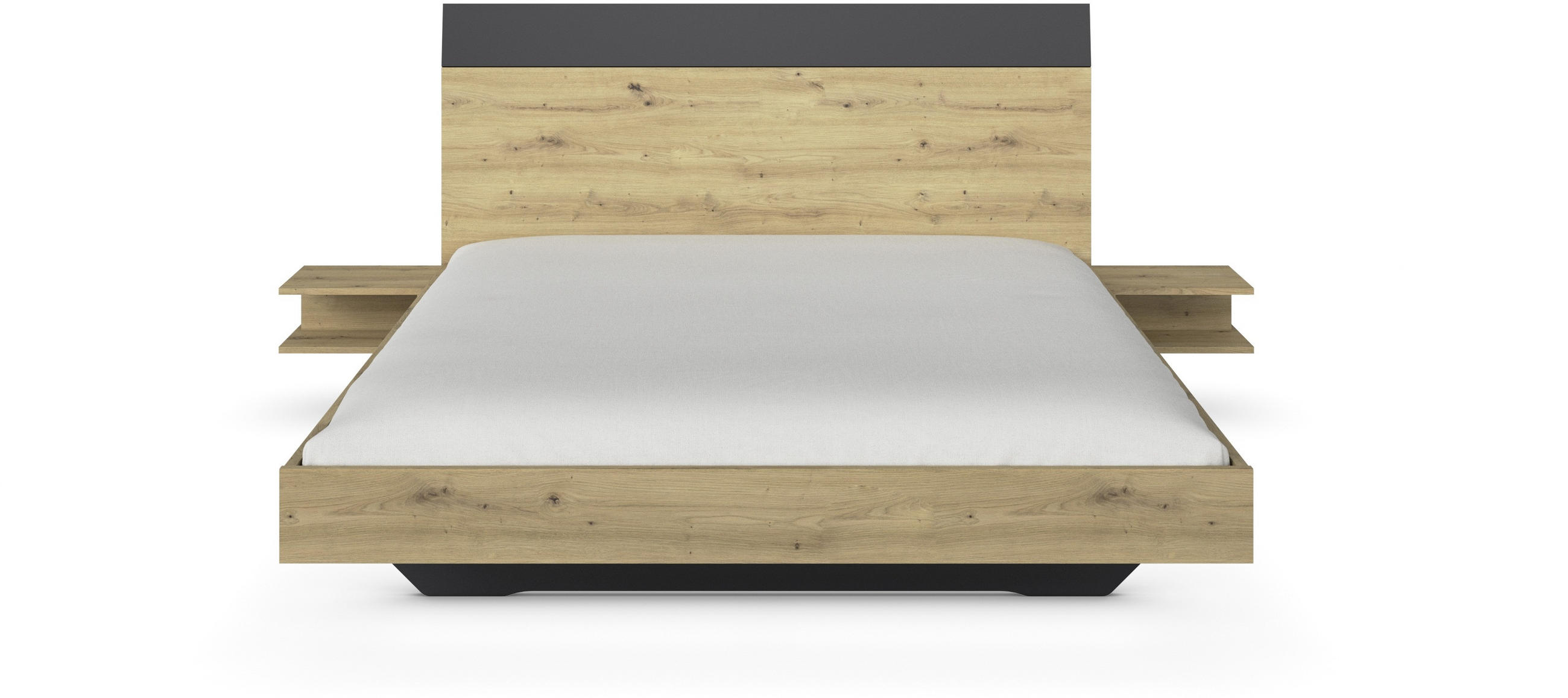 BETTANLAGE - Dunkelgrau/Eiche Artisan, Design, Metall (160/200cm) - Boxxx