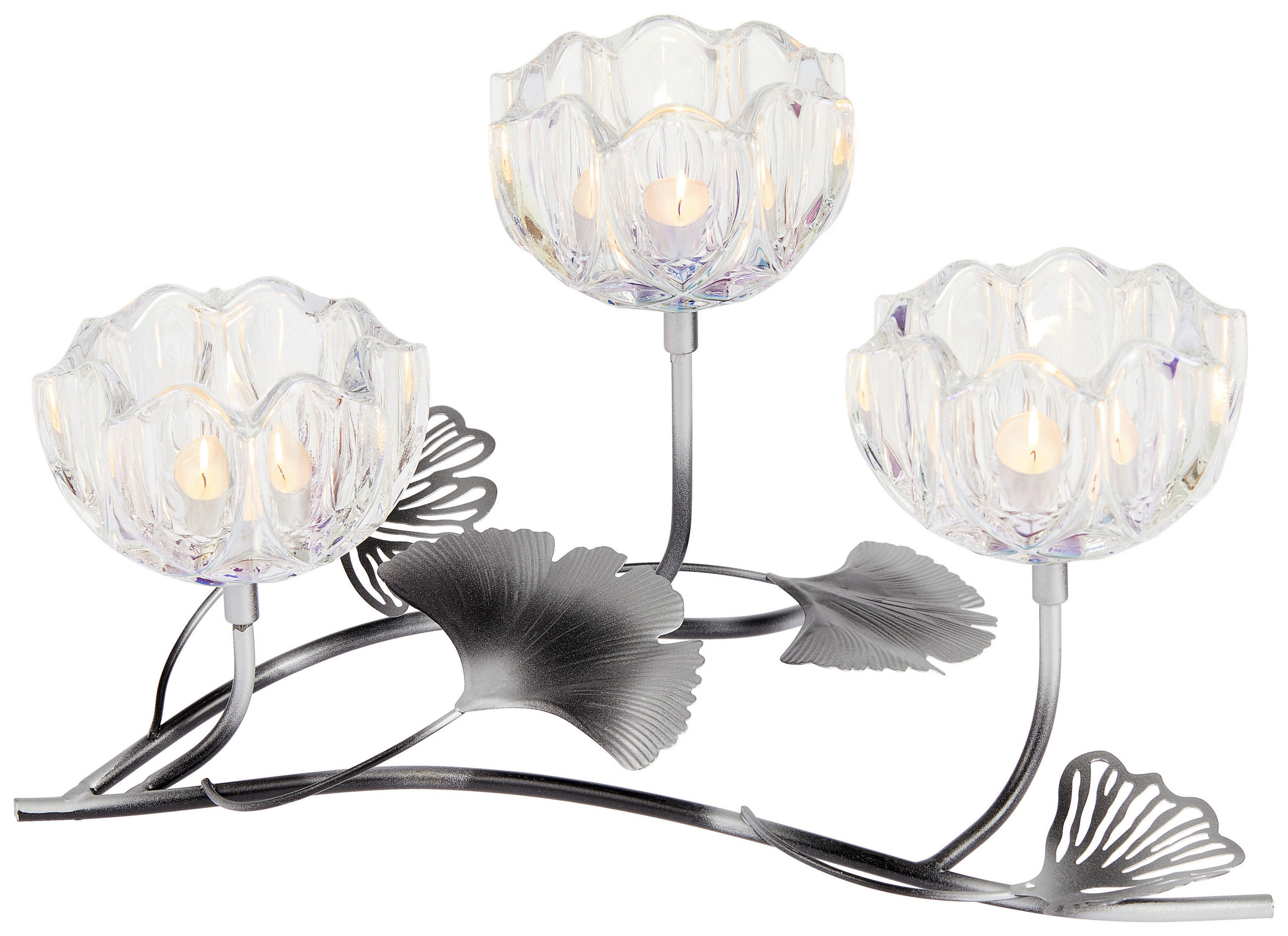 Ambia Home Teelichthalter Klar, Silber 22.5x17x29 cm