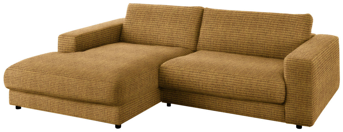 ECKSOFA in Chenille Hellgrün, Goldfarben  - Goldfarben/Schwarz, Design, Kunststoff/Textil (190/270cm) - Lomoco