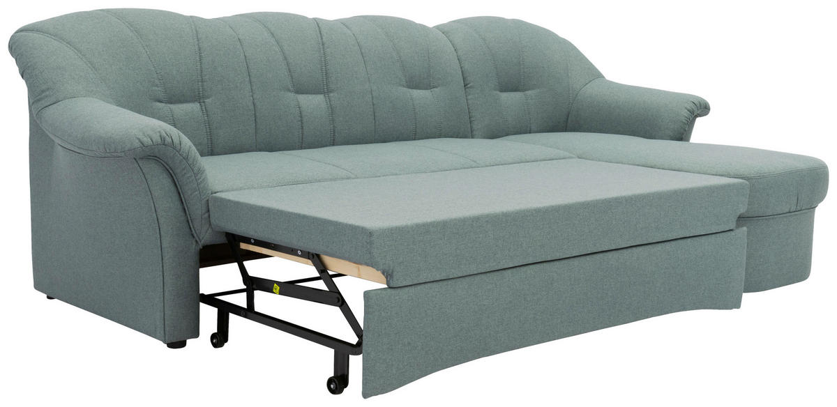 ECKSCHLAFSOFA in Webstoff Hellblau  - Schwarz/Hellblau, KONVENTIONELL, Kunststoff/Textil (233/142cm) - MID.YOU