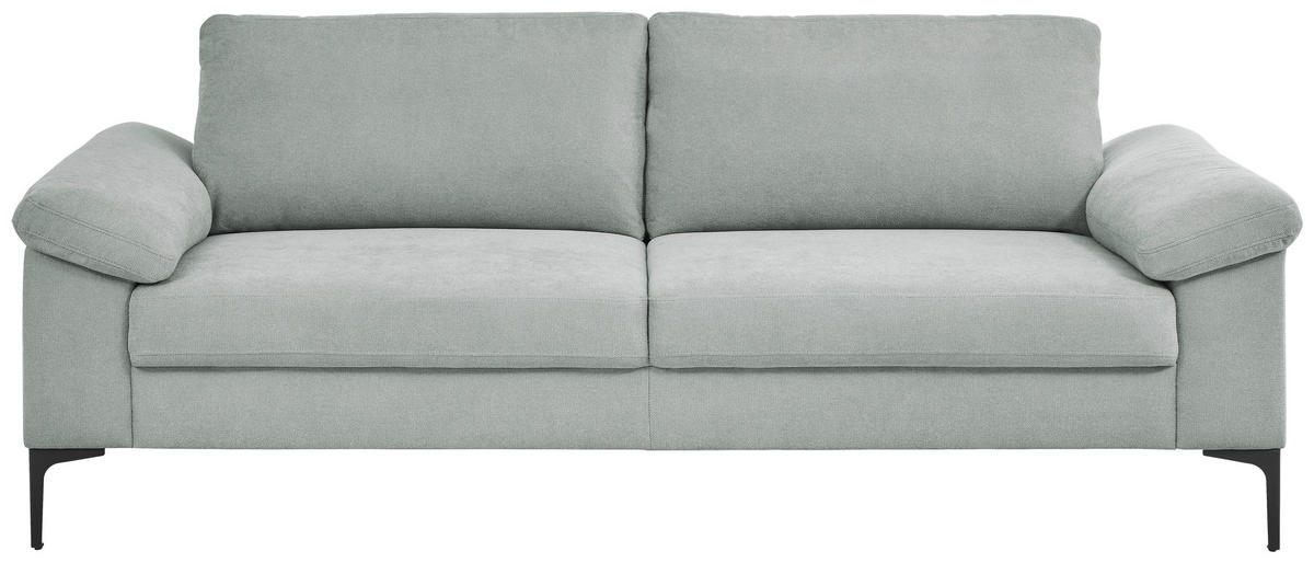 3-SITZER-SOFA in Flachgewebe Blaugrau  - Blaugrau/Schwarz, Design, Textil/Metall (226/89/97cm) - Pure Home Lifestyle