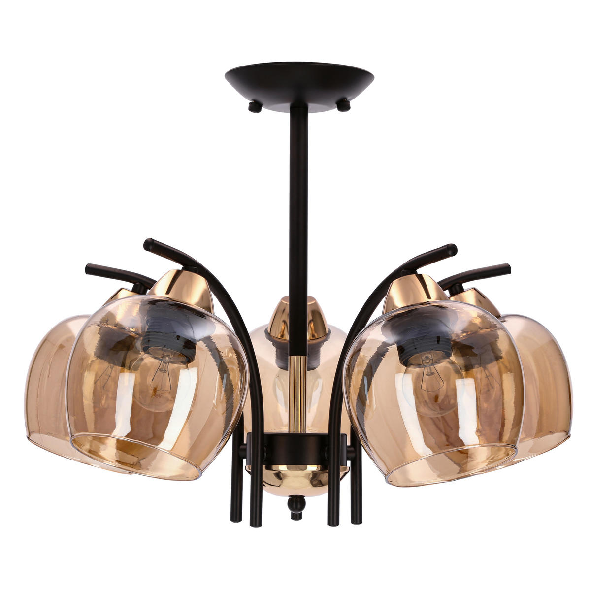 PENDELLEUCHTE Merra 48/48/36 cm  - Bernsteinfarben/Schwarz, KONVENTIONELL, Metall (48/48/36cm)