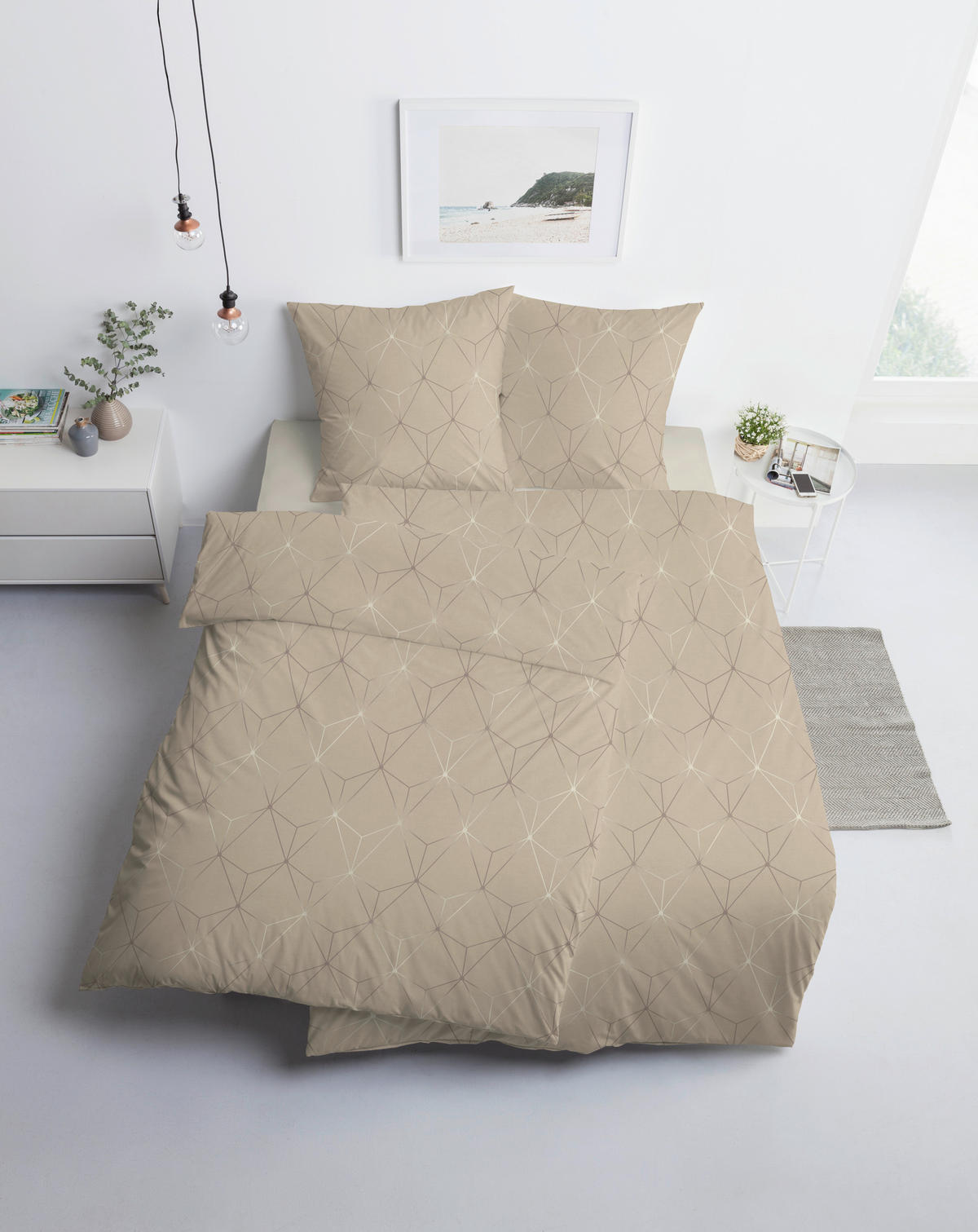 BETTWÄSCHE 2-teilig Atelier Flanell 135/200 cm  - Sandfarben, Design, Textil (135/200cm) - Estella