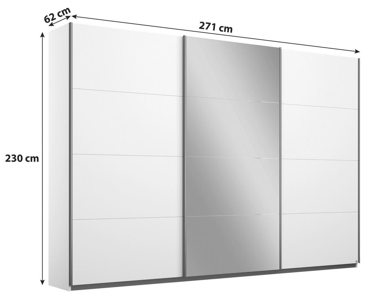 SCHWEBETÜRENSCHRANK 271/230/62 cm 3-türig Grau  - Alufarben/Grau, MODERN, Holzwerkstoff/Metall (271/230/62cm) - Rauch Möbel