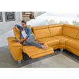 ECKSOFA in Echtleder Gelb  - Gelb/Alufarben, Design, Leder/Metall (239/271cm) - Cantus
