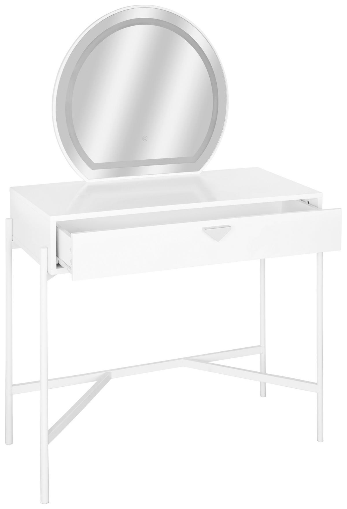 SCHMINKTISCH 90/40/132 cm, Weiss  - Weiss/Alufarben, Trend, Glas/Holzwerkstoff (90/40/132cm) - Milino