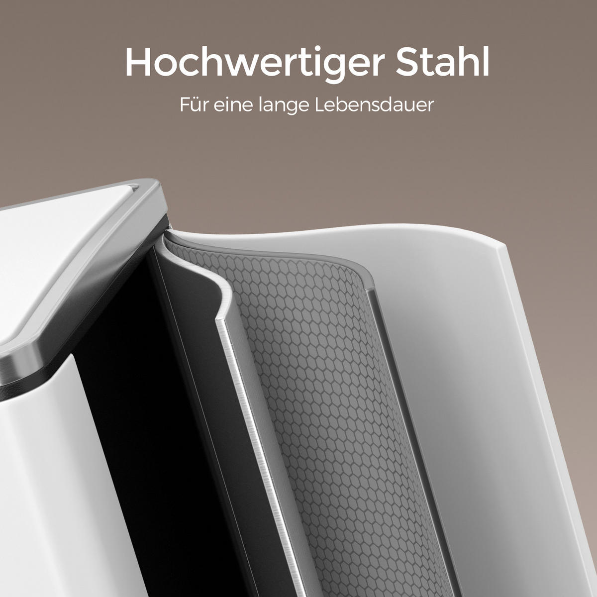 ABFALLSAMMLER 54 L  - Schwarz/Weiß, Basics, Kunststoff/Metall (61/55,5/31,6cm)