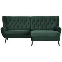 ECKSOFA in Cord Grün  - Schwarz/Grün, Design, Holz/Textil (237/165cm) - Stylife