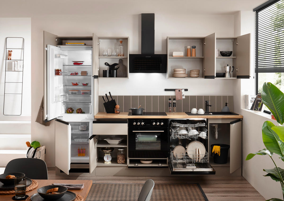 KÜCHENBLOCK 280 cm   in Seidengrau  - Eichefarben/Seidengrau, Trend, Holzwerkstoff/Metall (280cm) - P & B