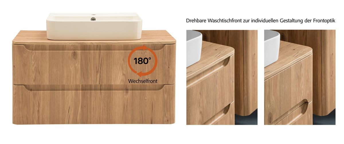 WASCHTISCHKOMBI 101 cm  - Wildeiche/Weiß, KONVENTIONELL, Keramik/Holzwerkstoff (101cm) - Held