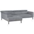ECKSOFA in Webstoff Hellgrau  205/280 cm  - Hellgrau/Schwarz, Design, Textil/Metall (205/280cm) - Xora