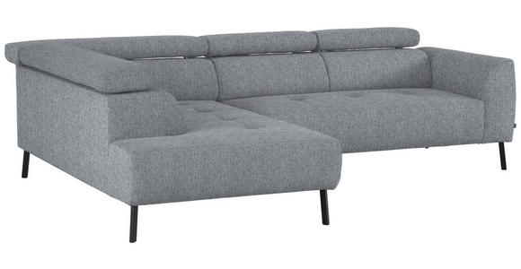 ECKSOFA in Webstoff Hellgrau 205/280 cm - Hellgrau/Schwarz, Design, Textil/Metall (205/280cm) - Xora