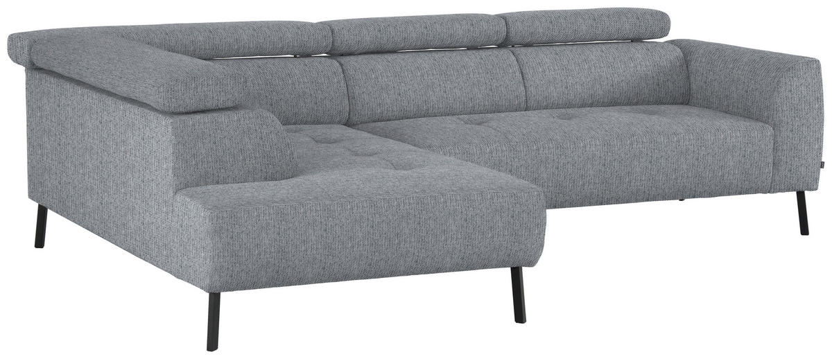 ECKSOFA in Webstoff Hellgrau  205/280 cm  - Hellgrau/Schwarz, Design, Textil/Metall (205/280cm) - Xora