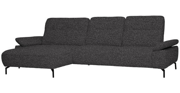 ECKSOFA in Chenille, Flachgewebe Dunkelgrau  - Dunkelgrau/Schwarz, Design, Textil/Metall (165/318cm) - Xora