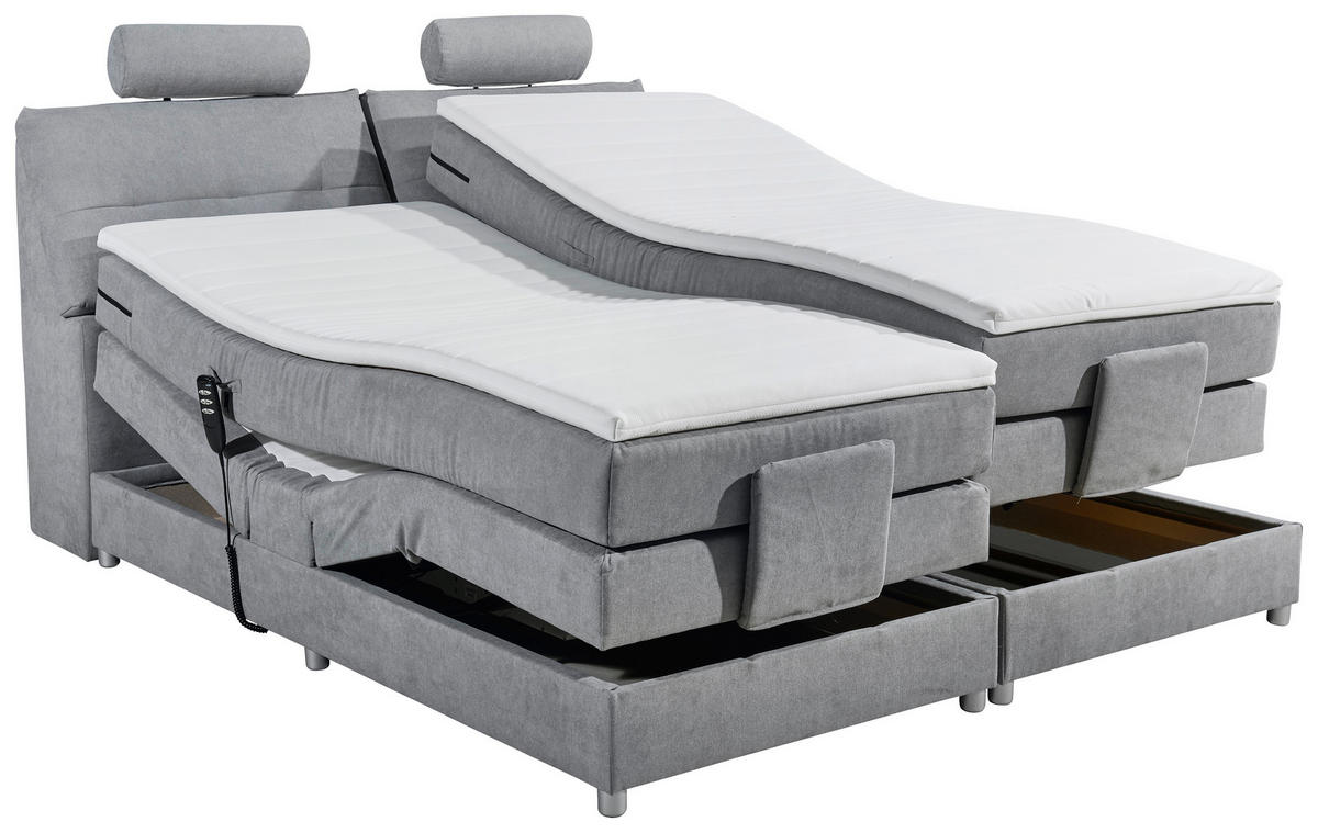 BOXSPRINGBETT 180/200 cm  in Hellgrau  - Silberfarben/Hellgrau, Modern, Holzwerkstoff/Kunststoff (180/200cm) - MID.YOU
