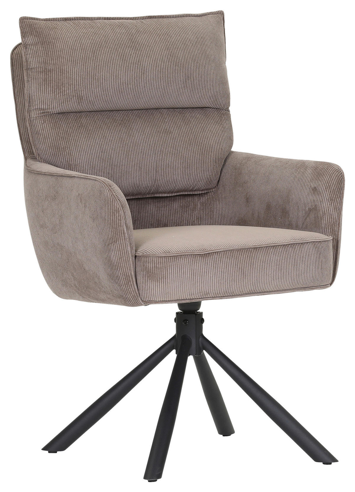 ARMLEHNSTUHL  Stoffauswahl, Sitzfläche 360° drehbar, automatische Rückholfunktion Cord  - Schwarz/Braun, Design, Textil/Metall (60/95/62cm) - Novel