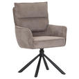 ARMLEHNSTUHL  Stoffauswahl, Sitzfläche 360° drehbar, automatische Rückholfunktion Cord  - Schwarz/Braun, Design, Textil/Metall (60/95/62cm) - Novel