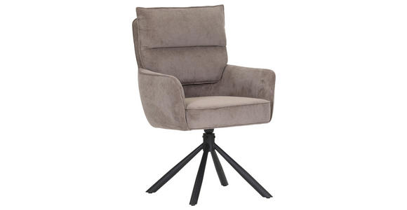 ARMLEHNSTUHL  Stoffauswahl, Sitzfläche 360° drehbar, automatische Rückholfunktion Cord  - Schwarz/Braun, Design, Textil/Metall (60/95/62cm) - Novel