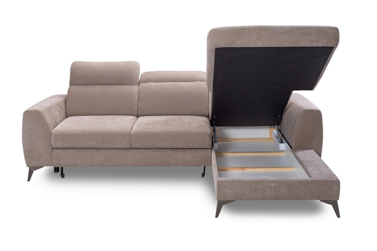 ROHOVÁ SEDAČKA, textil, béžová - černá/béžová, Basics, kov/textil (264/191cm) - Livetastic