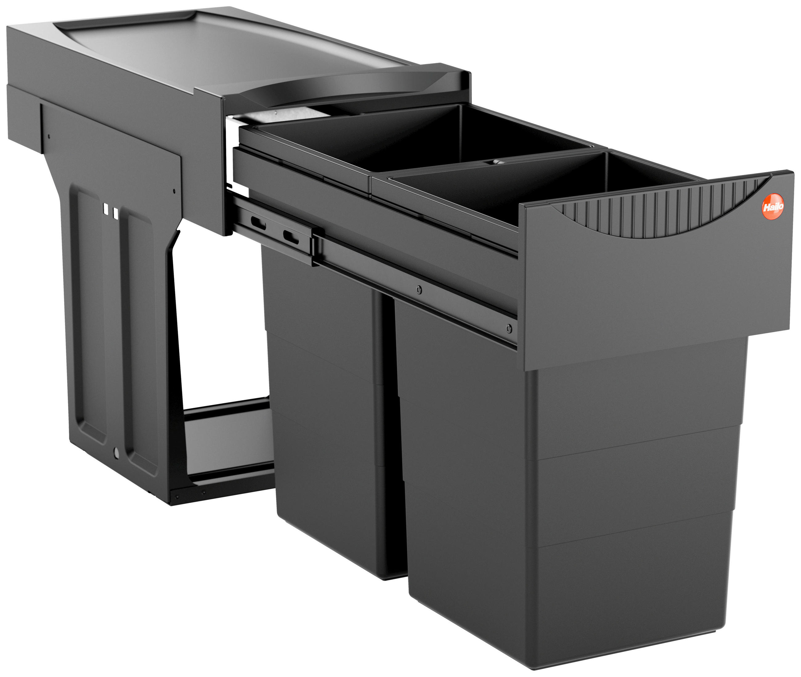 EINBAUABFALLSAMMLER Black Edition 2 x 15 L  - Schwarz, Basics, Kunststoff/Metall (25,1/48,2/40,0cm) - Hailo
