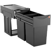 EINBAUABFALLSAMMLER Black Edition 2 x 15 L  - Schwarz, Basics, Kunststoff/Metall (25,1/48,2/40,0cm) - Hailo