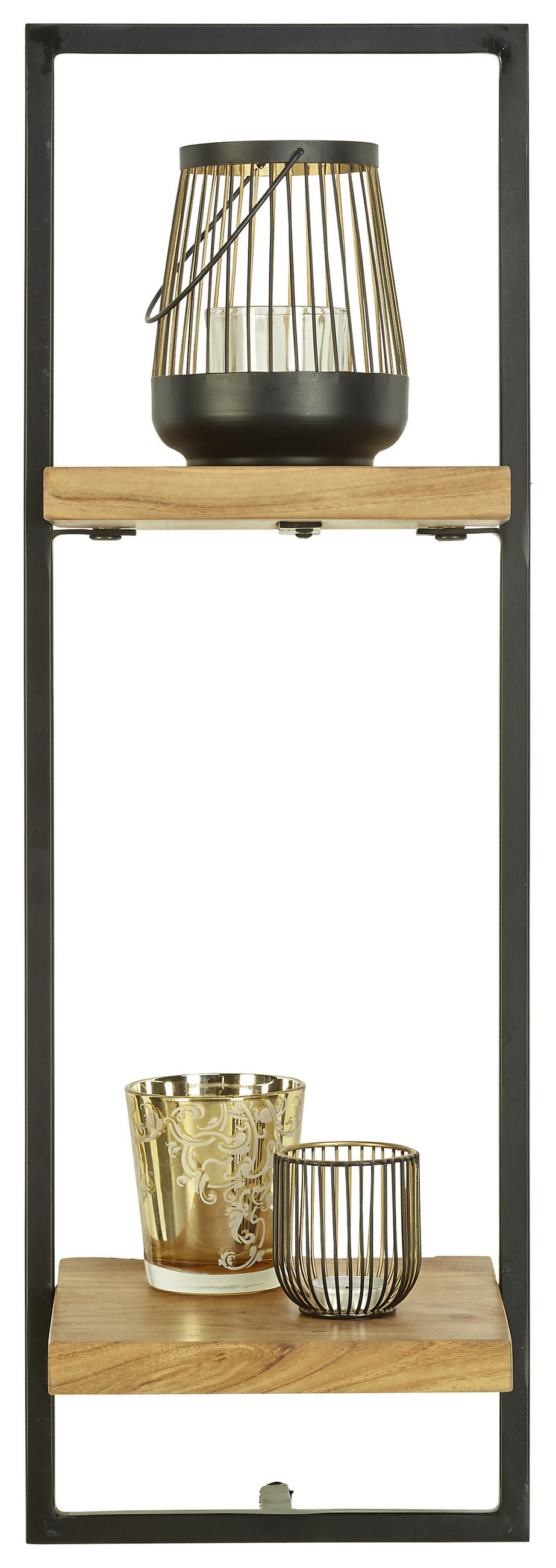 WANDREGAL 25/75/25 cm  - Schwarz/Akaziefarben, Trend, Holz/Metall (25/75/25cm) - Landscape