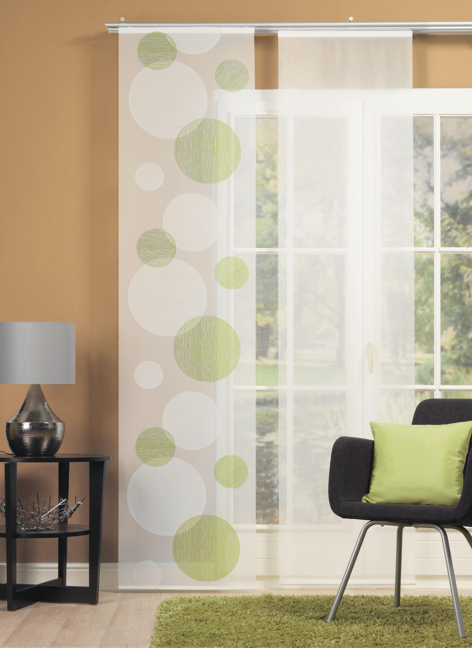 FLÄCHENVORHANG   transparent   60/245 cm  - Grün, KONVENTIONELL, Textil (60/245cm)