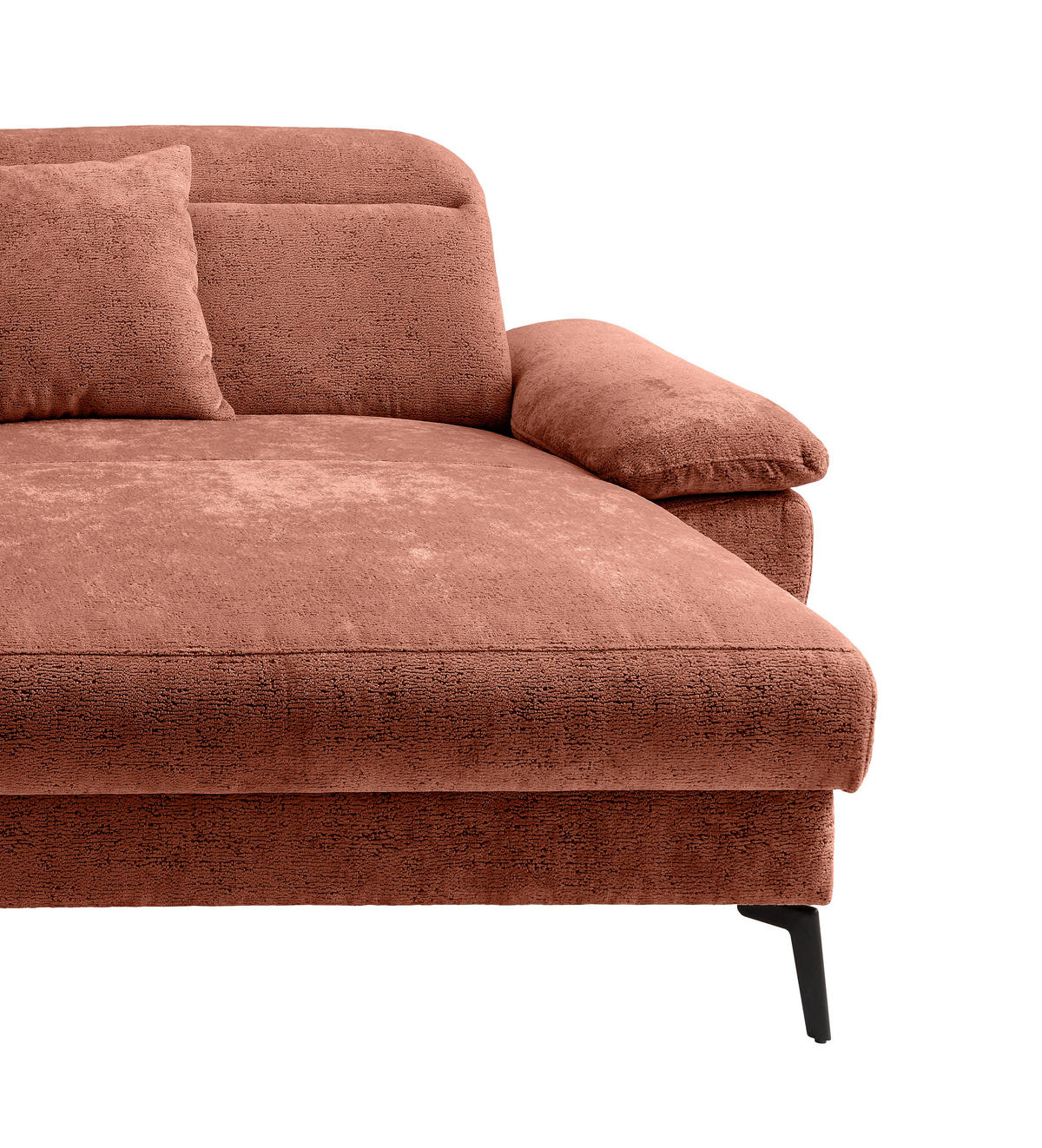 ECKSOFA Struktur Rostfarben  - Rostfarben/Schwarz, Konventionell, Textil/Metall (300/178cm) - Livetastic