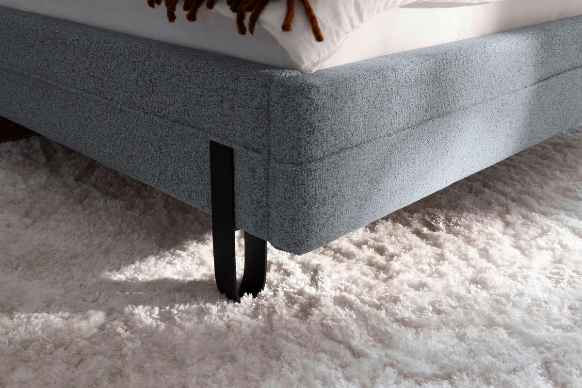 POLSTERBETT Beleuchtung Grau 140/200 cm  - Schwarz/Grau, MODERN, Textil/Metall (140/200cm) - Novel
