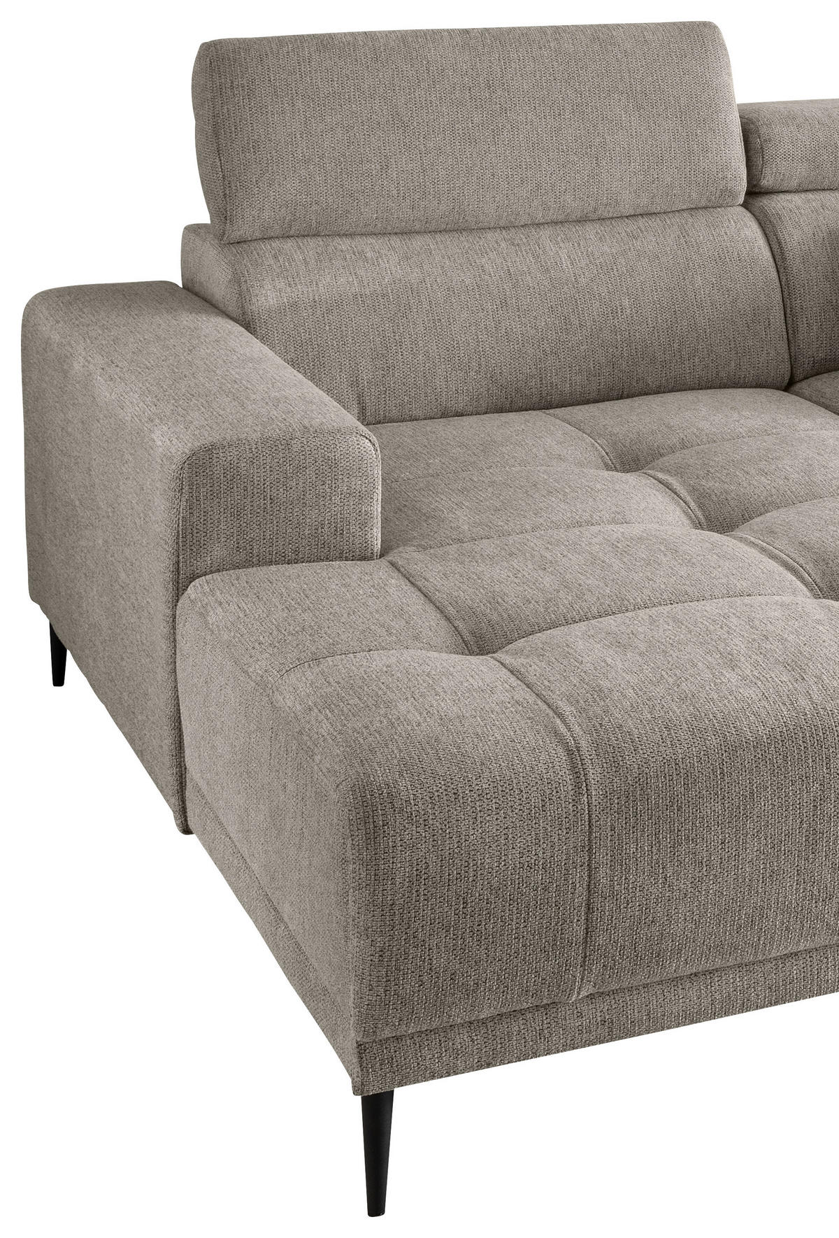 ECKSOFA in Chenille Beige  200/188 cm  - Beige/Schwarz, KONVENTIONELL, Textil/Metall (200/188cm) - Livetastic