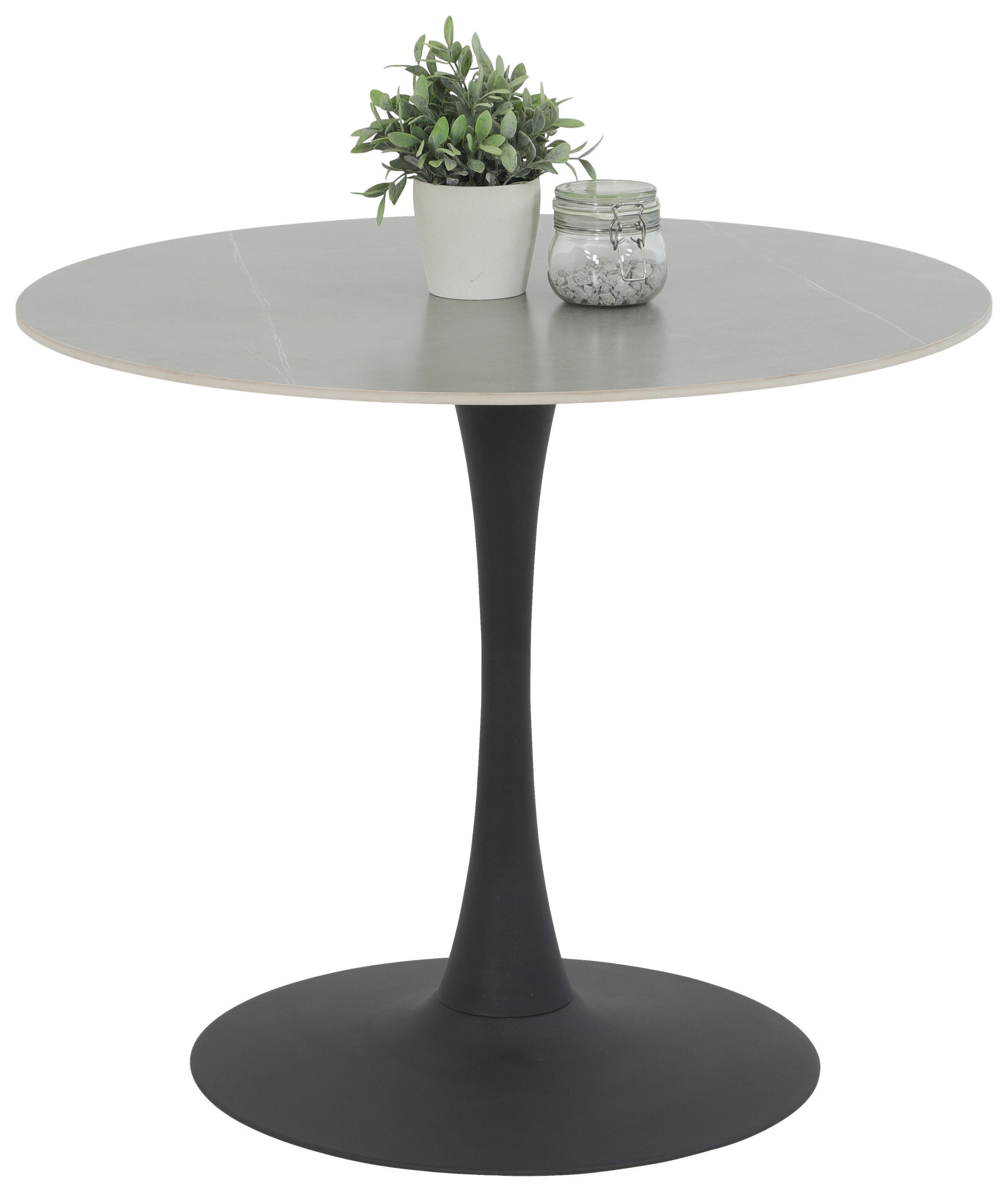 ESSTISCH 90/90/76 cm  Metall, Stein rund Grau, Schwarz  - Schwarz/Grau, Trend, Stein/Metall (90/90/76cm) - Boxxx