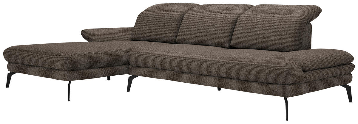 ECKSOFA in Webstoff Hellbraun  - Hellbraun/Schwarz, Design, Textil/Metall (180/289cm) - Stylife