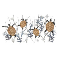 Wanddeko Turtle Metall, Holzwerkstoff  - Schwarz/Naturfarben, Basics, Holzwerkstoff/Metall (132.7/69.9/5.7cm)